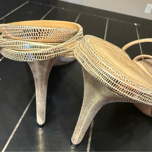 SCHUTZ Metallic Gold Ankle Strap Heels - Picture 4 of 6